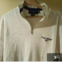 レア90s POLO SPORT ホワイトニット