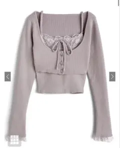 GRL レースカーディガン×キャミソールアンサンブル ピンク