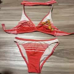 オレンジ 蝶プリント セパレート水着