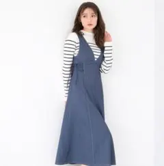 ミッシュマッシュ　ポリデニムジャンパースカートMブルー