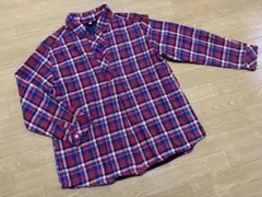 オンワード樫山　チェックシャツ　厚手　二重　起毛　赤　レッド　秋冬　暖かい