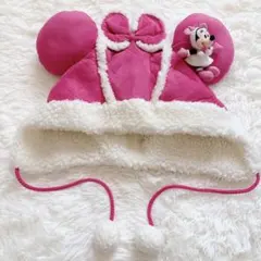 ディズニー　ミニー ファンキャップ ムートン ピンク　ボア ぬいぐるみ付き　レア