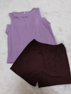 ルームウェア カップ付タンクトップ+ショートパンツセットのサムネイル
