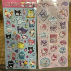 サンリオキャラクターズ　ラメ入り樹脂もりシール　すりガラス風シール　2枚セット