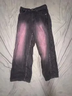 ワイドバギーパンツ ダークグレー フリーサイズ