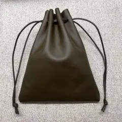 ミニ巾着（牛革）こげ茶　レザークラフト ハンドメイド①