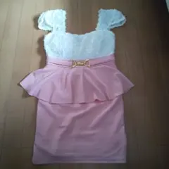 フラワーレースペプラムドレス