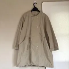 美品coen ダブルブレストコート ノーカラースプリングコート