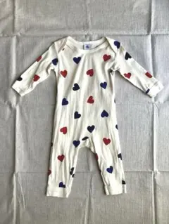 プチバトー ハート柄カバーオール 12m
