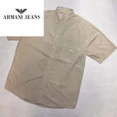 ARMANI JEANS 半袖シャツ ベージュ メンズ XL ロゴ刺繍のサムネイル