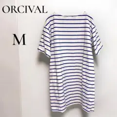 オーシバル ワンピース M ボーダー 半袖 ブルー ホワイト 綿100%のサムネイル