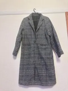 グレー系チェック ロングコート