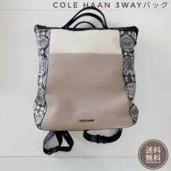 COLE HAAN 3WAYバック スネーク柄 ベージュ リュック トートバッグ