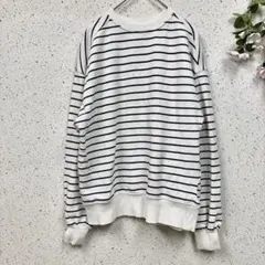 美品✨【ZARA】ザラ 長袖トレーナー スウェット ボーダー リブ (XL)