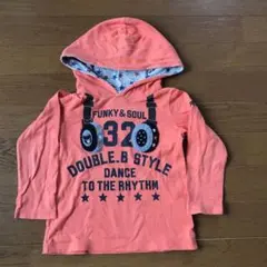 DOUBLE.B オレンジ　フード付きTシャツ パーカー 100