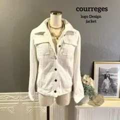【4万円】courregesフランスブランドロゴボタンデザインホワイトジャケット