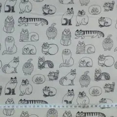 リサラーソン スケッチ ねこ 綿麻 生地 はぎれ 猫