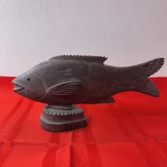 ★アンティーク工芸品・縦34㎝・木彫り・魚を獲る鳥の一瞬・インテリア＆オブジェなどに★ ☆アンティーク工芸品・縦34㎝・木彫り・魚を獲る鳥の一瞬・インテリア