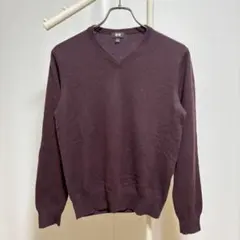 ★高級素材✨UNIQLOユニクロ カシミヤ100％ Vネックニット S パープル