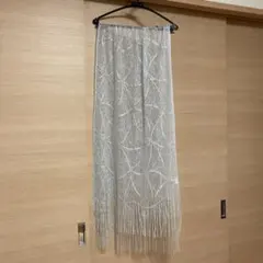 ストール　ショール　シルバー　レース　結婚式　羽織　フリンジ