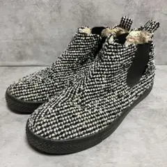 ショートブーツ（LL）サイドゴアブーツ ツイード 裏起毛 フラット