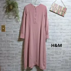 H&M カットソーフレアワンピース 美品 ストレッチ ラグラン 袖タック 上品