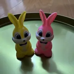 レトロ ウサギ フィギュア 指人形 2体セットのサムネイル