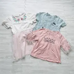 【130 3枚セット】女の子　ワンピース　Tシャツ2枚　可愛い系　フェミニン