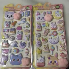 光るぷにぷに肉球シール うさぎ＆ねこ 新品未開封 正規品 立体シール