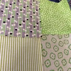 綿(プリント) グリーン系4枚セット（レトロ系）