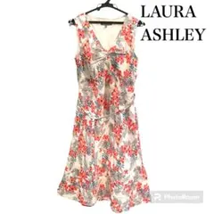 ローラ　アシュレイ☆ワンピース☆麻☆ハイビスカス☆花柄☆フラダンス☆11号☆L