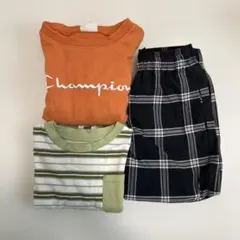 子供服 まとめ売り Champion Tシャツ チェックパンツ セット