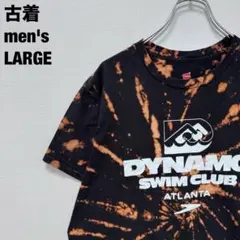 Hanes ヘインズ Tシャツ ブリーチ タイダイ 奇抜 ブラック L 古着