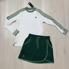 新品 セットアップ アディダス 春物入荷 スカート 長袖 モックネック ホワイト