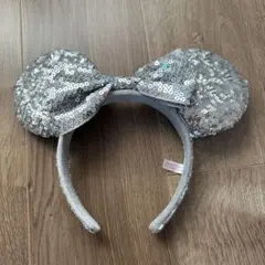 シルバー スパンコール ミッキーマウス カチューシャ