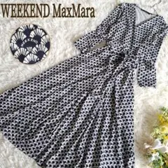 ウイークエンドマックスマーラꕤロゴプリント ショールワンピース ウエストリボン