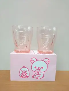 未使用　リラックマ　ミスタードーナツ　ガラスコップ　クリアピンク　2個セット