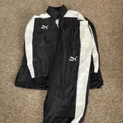 PUMA ウィンドブレーカー上下セット ブラック/ホワイト　旧ロゴ