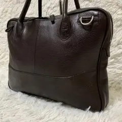 【美品】P.i.d ビジネスバッグ レザー ダークブラウン A4 肩掛け シボ革のサムネイル
