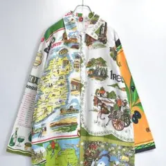 リメイク パッチワーク カレンダー ロングシャツ 원피스 古着 L XL