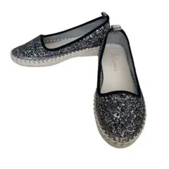 DIANA スリッポン　フラットシューズ シルバー　ラメ　グリッター　22.5
