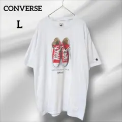 コンバース　Tシャツ　 赤いスニーカー ホワイト　L