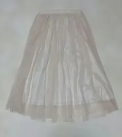 RicheGlamour クリーム色 シフォン フレアロングスカート