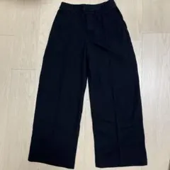 ユニクロ ブラッシュドジャージーワイドパンツ ネイビー