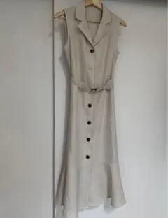 ノースリーブシャツワンピース ベージュ
