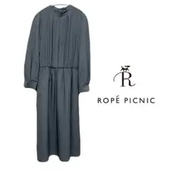 【ROPE PICNIC／ロペピクニック】きれいめ長袖ワンピースドレス〈グレー〉