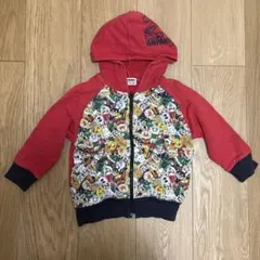 アンパンマン 長袖パーカー キャラクター 総柄 レッド 100