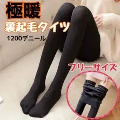 タイツ 極暖 裏起毛 1200デニール 黒 極厚 防寒 着圧 美脚 ブラック
