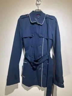 TOMMY HILFIGERネイビー トレンチコート ダブルブレストベルト付きS