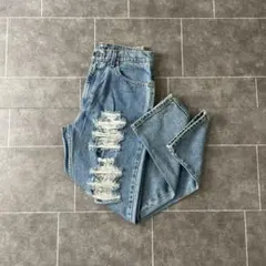 90s 古着 Levi's 512 ダメージ加工 デニム S ライトブルー